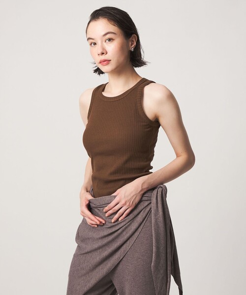 john masters UNITED ARROWS（ジョンマスターユナイテッドアローズ）の「＜john masters UNITED ARROWS＞ファブリックコスメ モイスチャーリブタンクトップ（タンクトップ・レディース・ブラウン/ホワイト/ブラック・FREE）」の5枚目の写真