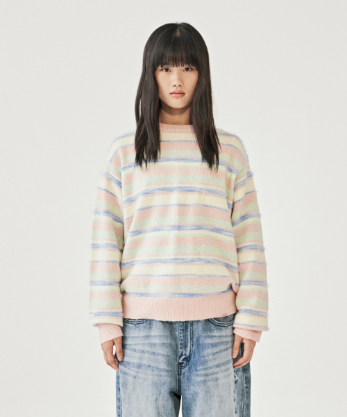 MMLG(エムエムエルジー)の「PALETTE STRIPE KNIT (PINK)(ニット/セーター・レディース・その他・SMALL/MEDIUM/LARGE/X-LARGE)」の2枚目の写真