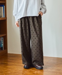 TRフロッキードットワイドパンツ[プチ・プラスサイズあり]