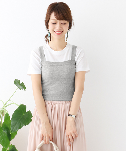 URBAN RESEARCH DOORS（アーバンリサーチドアーズ）の「ハイツイストコットンニットキャミソール∴（ニット/セーター・レディース・オフホワイト/グレー/ネイビー・ONE SIZE）」の2枚目の写真