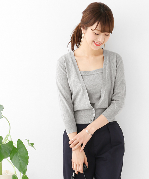 URBAN RESEARCH DOORS（アーバンリサーチドアーズ）の「ハイツイストコットンニットキャミソール∴（ニット/セーター・レディース・オフホワイト/グレー/ネイビー・ONE SIZE）」の15枚目の写真