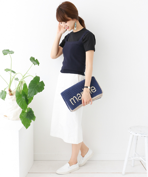 URBAN RESEARCH DOORS（アーバンリサーチドアーズ）の「ハイツイストコットンニットキャミソール∴（ニット/セーター・レディース・オフホワイト/グレー/ネイビー・ONE SIZE）」の8枚目の写真