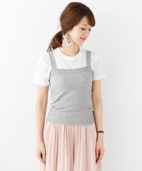 URBAN RESEARCH DOORS（アーバンリサーチドアーズ）の「ハイツイストコットンニットキャミソール∴（ニット/セーター・レディース・オフホワイト/グレー/ネイビー・ONE SIZE）」の10枚目の写真