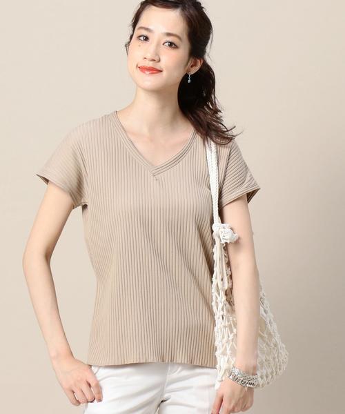 BEAUTY&YOUTH UNITED ARROWS（ビューティーアンドユースユナイテッドアローズ）の「BY トタンテレコ Vネックフレンチスリーブ◆（Tシャツ/カットソー・レディース・ホワイト/ベージュ/ネイビー・FREE）」の2枚目の写真