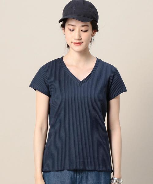 BEAUTY&YOUTH UNITED ARROWS（ビューティーアンドユースユナイテッドアローズ）の「BY トタンテレコ Vネックフレンチスリーブ◆（Tシャツ/カットソー・レディース・ホワイト/ベージュ/ネイビー・FREE）」の5枚目の写真