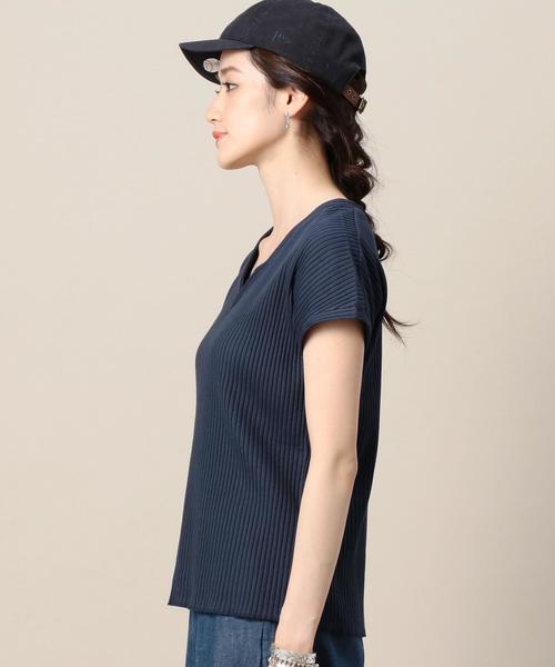 BEAUTY&YOUTH UNITED ARROWS（ビューティーアンドユースユナイテッドアローズ）の「BY トタンテレコ Vネックフレンチスリーブ◆（Tシャツ/カットソー・レディース・ホワイト/ベージュ/ネイビー・FREE）」の6枚目の写真