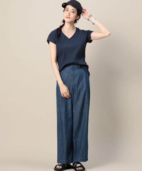 BEAUTY&YOUTH UNITED ARROWS（ビューティーアンドユースユナイテッドアローズ）の「BY トタンテレコ Vネックフレンチスリーブ◆（Tシャツ/カットソー・レディース・ホワイト/ベージュ/ネイビー・FREE）」の7枚目の写真