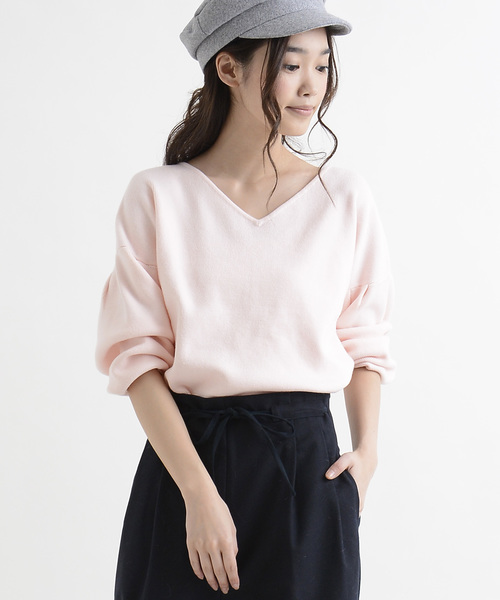 amelier MAJESTIC LEGON（アメリエルマジェスティックレゴン）の「【雑誌掲載】袖ボリュームプルオーバー（ニット/セーター・レディース・ピンクベージュ/オフホワイト/モカ/キャメル/ライトグレー/サックスブルー/ブラック/ライトピンク/アイボリー・FREE）」の9枚目の写真