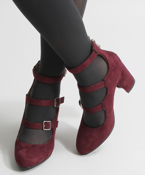 WEGO（ウィゴー）の「WEGO/3ベルトシューズ（パンプス・レディース・キャメル/パープル/ブラック/ワイン/ダークグリーン・LARGE/MEDIUM）」の5枚目の写真