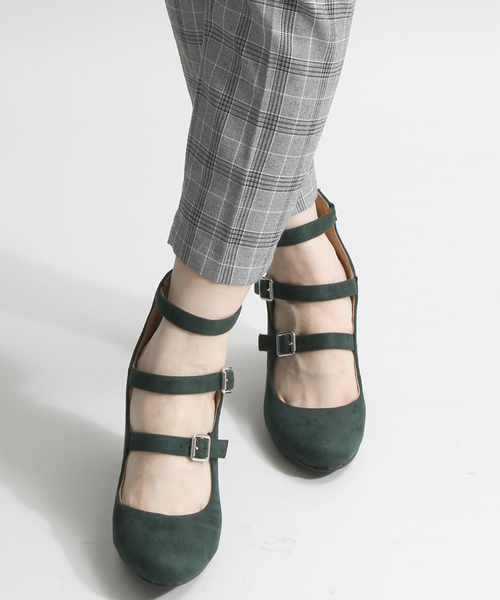 WEGO（ウィゴー）の「WEGO/3ベルトシューズ（パンプス・レディース・キャメル/パープル/ブラック/ワイン/ダークグリーン・LARGE/MEDIUM）」の3枚目の写真