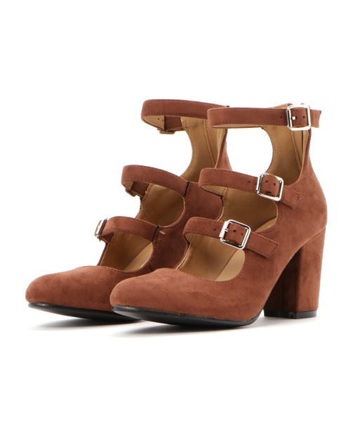 WEGO（ウィゴー）の「WEGO/3ベルトシューズ（パンプス・レディース・キャメル/パープル/ブラック/ワイン/ダークグリーン・LARGE/MEDIUM）」の6枚目の写真