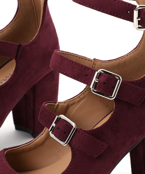 WEGO（ウィゴー）の「WEGO/3ベルトシューズ（パンプス・レディース・キャメル/パープル/ブラック/ワイン/ダークグリーン・LARGE/MEDIUM）」の9枚目の写真