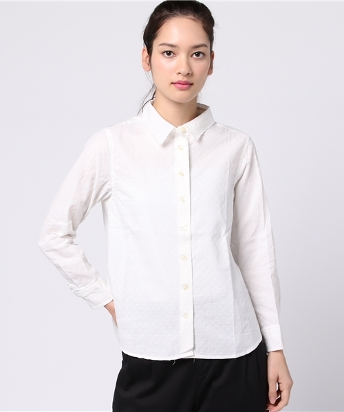 POU DOU DOU（プードゥドゥ）の「スワン刺繍シャツ（シャツ/ブラウス・レディース・ブラウン/ブラック/オフホワイト/ブルー/ネイビー・3）」の2枚目の写真