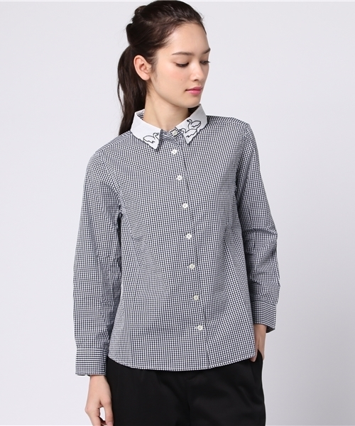 POU DOU DOU（プードゥドゥ）の「スワン刺繍シャツ（シャツ/ブラウス・レディース・ブラウン/ブラック/オフホワイト/ブルー/ネイビー・3）」の6枚目の写真