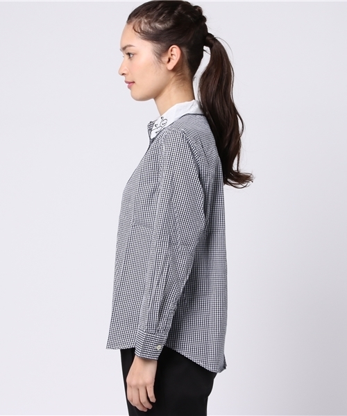 POU DOU DOU（プードゥドゥ）の「スワン刺繍シャツ（シャツ/ブラウス・レディース・ブラウン/ブラック/オフホワイト/ブルー/ネイビー・3）」の8枚目の写真