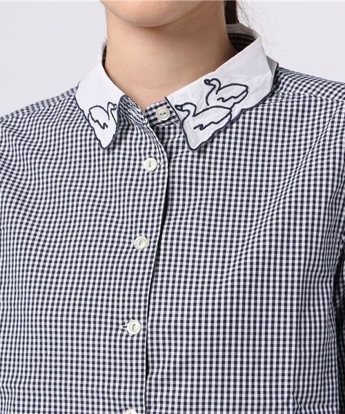 POU DOU DOU（プードゥドゥ）の「スワン刺繍シャツ（シャツ/ブラウス・レディース・ブラウン/ブラック/オフホワイト/ブルー/ネイビー・3）」の10枚目の写真