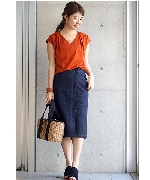 laboratory work（ラボラトリーワーク）の「ストレッチデニムタイトスカート（デニムスカート・レディース・ネイビー/ブラック・MEDIUM）」の2枚目の写真