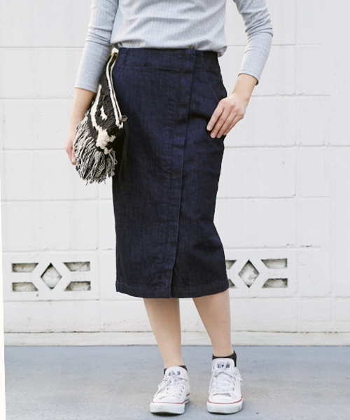 laboratory work（ラボラトリーワーク）の「ストレッチデニムタイトスカート（デニムスカート・レディース・ネイビー/ブラック・MEDIUM）」の12枚目の写真