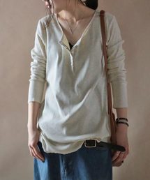 antiqua | ヘンリーネックリブロンＴ(Tシャツ/カットソー)