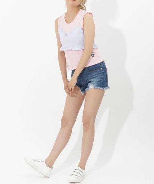 SAMANTHAVEGA(サマンサベガ)の「フリルノースリーブシャツ(S)(その他トップス・レディース・ピンク/ホワイト・MEDIUM/SMALL)」の13枚目の写真