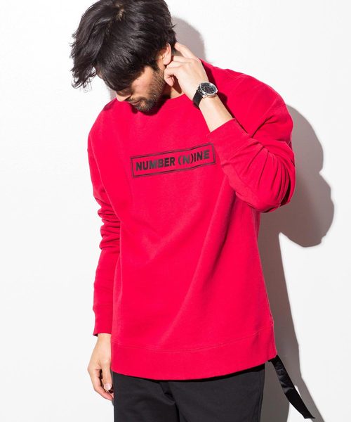 NUMBER (N)INE DENIM（ナンバーナインデニム）の「NUMBER (N)INE DENIM(ナンバーナインデニム)テープ付オーバーサイズプルオーバー（パーカー・メンズ・ブラック/グレー/レッド・SMALL/MEDIUM/LARGE）」の3枚目の写真