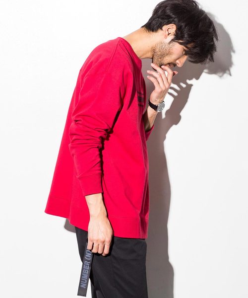 NUMBER (N)INE DENIM（ナンバーナインデニム）の「NUMBER (N)INE DENIM(ナンバーナインデニム)テープ付オーバーサイズプルオーバー（パーカー・メンズ・ブラック/グレー/レッド・SMALL/MEDIUM/LARGE）」の5枚目の写真