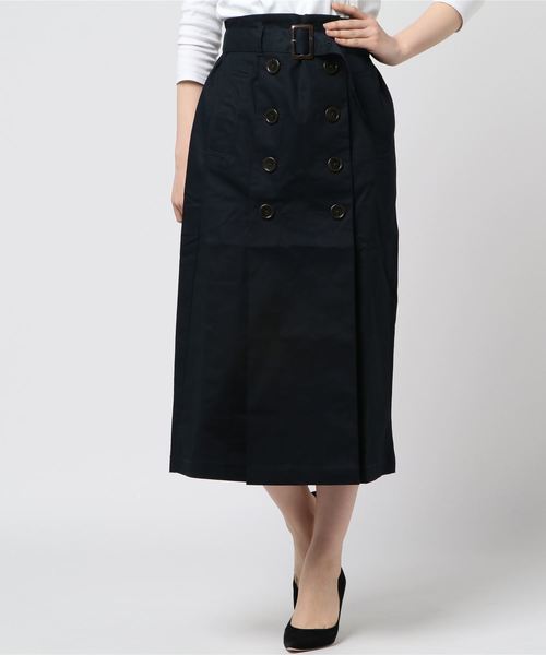 SpRay（スプレイ）の「トレンチナロースカート（スカート・レディース・ベージュ/ネイビー/カーキ/ライトベージュ/レッド/ピンク/イエロー・FREE）」の5枚目の写真