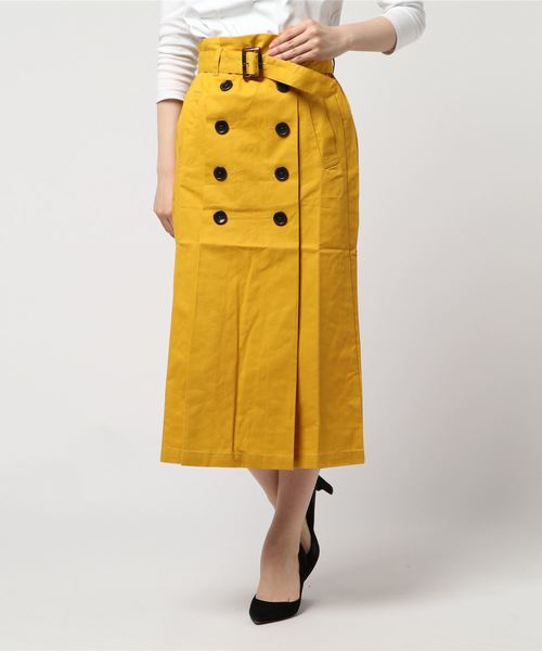 SpRay（スプレイ）の「トレンチナロースカート（スカート・レディース・ベージュ/ネイビー/カーキ/ライトベージュ/レッド/ピンク/イエロー・FREE）」の6枚目の写真