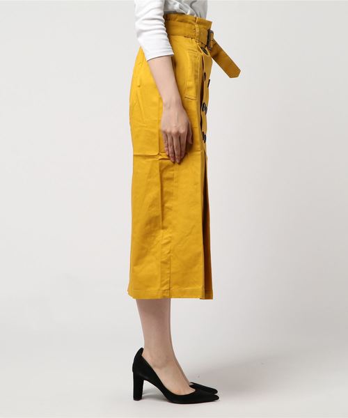 SpRay（スプレイ）の「トレンチナロースカート（スカート・レディース・ベージュ/ネイビー/カーキ/ライトベージュ/レッド/ピンク/イエロー・FREE）」の8枚目の写真