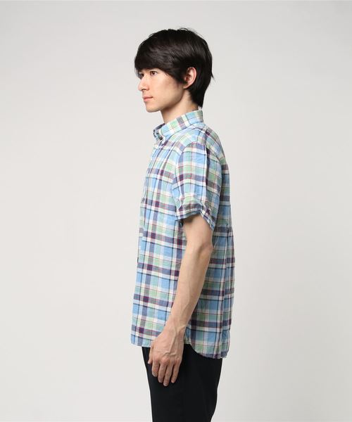 BROOKS BROTHERS（ブルックスブラザーズ）の「Red Fleece リネン/コットン インディゴ プラッド ショートスリーブ プルオーバーシャツ（シャツ/ブラウス・メンズ・ブルー・SMALL/X-SMALL/MEDIUM）」の5枚目の写真