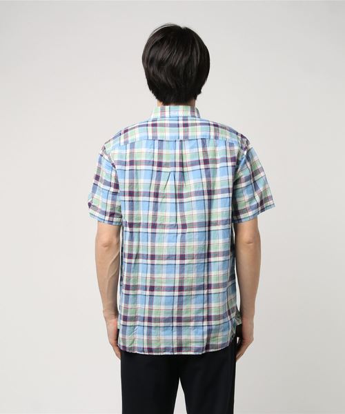 BROOKS BROTHERS（ブルックスブラザーズ）の「Red Fleece リネン/コットン インディゴ プラッド ショートスリーブ プルオーバーシャツ（シャツ/ブラウス・メンズ・ブルー・SMALL/X-SMALL/MEDIUM）」の6枚目の写真