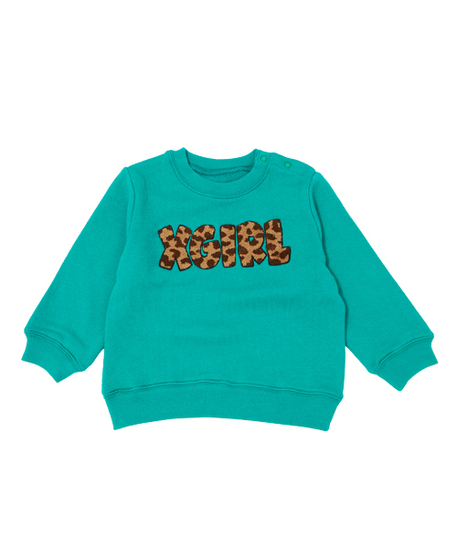 X-girl Stages（エックスガールステージス）の「PATCHED CREW SWEAT （4T～7T）（スウェット・キッズ・ブラック/アッシュ/グリーン/ピンク・4T/5T/6T/7T）」の9枚目の写真