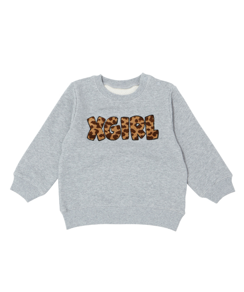 X-girl Stages（エックスガールステージス）の「PATCHED CREW SWEAT （4T～7T）（スウェット・キッズ・ブラック/アッシュ/グリーン/ピンク・4T/5T/6T/7T）」の3枚目の写真