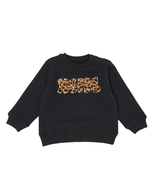 X-girl Stages（エックスガールステージス）の「PATCHED CREW SWEAT （4T～7T）（スウェット・キッズ・ブラック/アッシュ/グリーン/ピンク・4T/5T/6T/7T）」の2枚目の写真