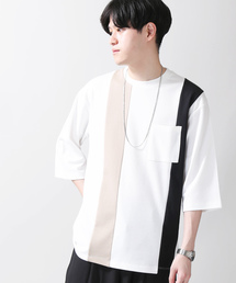 WEGO | WEGO/ストライプ切替7分袖Tシャツ(Tシャツ/カットソー)