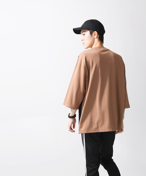 WEGO（ウィゴー）の「WEGO/ストライプ切替7分袖Tシャツ（Tシャツ/カットソー・メンズ・ホワイト/ネイビー/ブラウン・MEDIUM/LARGE）」の11枚目の写真