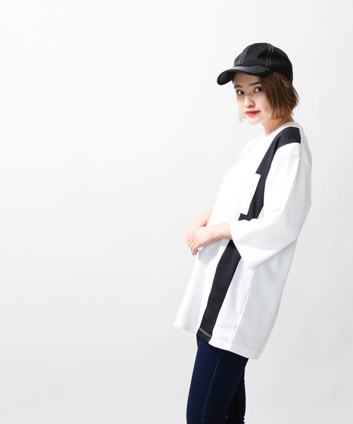 WEGO（ウィゴー）の「WEGO/ストライプ切替7分袖Tシャツ（Tシャツ/カットソー・メンズ・ホワイト/ネイビー/ブラウン・MEDIUM/LARGE）」の19枚目の写真