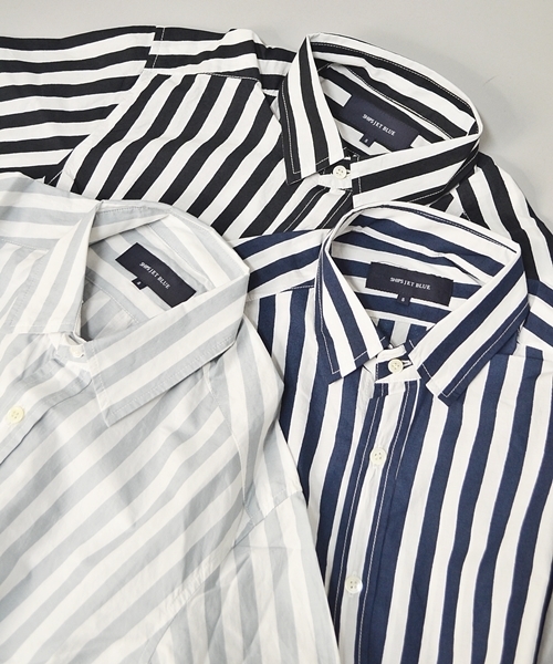 SHIPS JET BLUE(シップスジェットブルー)の「★★JB: ワイドストライプ/7スリーブ ドレスシャツ■(シャツ/ブラウス・メンズ・ブラック/グレー/ネイビー・SMALL/LARGE/MEDIUM)」の4枚目の写真