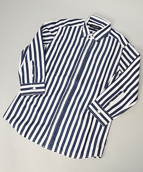 SHIPS JET BLUE(シップスジェットブルー)の「★★JB: ワイドストライプ/7スリーブ ドレスシャツ■(シャツ/ブラウス・メンズ・ブラック/グレー/ネイビー・SMALL/LARGE/MEDIUM)」の5枚目の写真