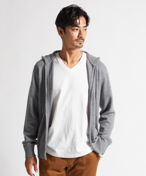 DESIGNWORKS(デザインワークス)の「カシミヤパーカー(カーディガン/ボレロ・メンズ・ブラック/グレー/ブルー・S/M/L)」の3枚目の写真