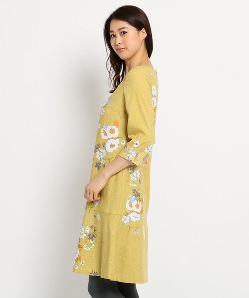 Sunauna(スーナウーナ)の「【洗える】ツイード風フラワーワンピース(ワンピース・レディース・ネイビー/マスタード・36/38/40)」の9枚目の写真