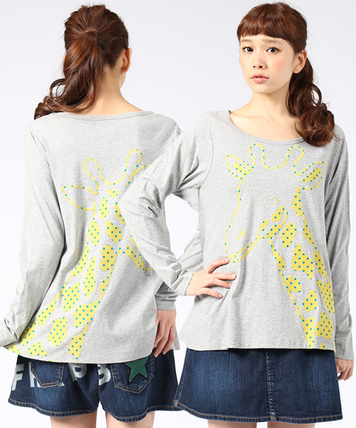 FRAPBOIS（フラボア）の「ジラフロッＴ（Tシャツ/カットソー・レディース・ホワイト/ブラック/グレー・1）」の3枚目の写真