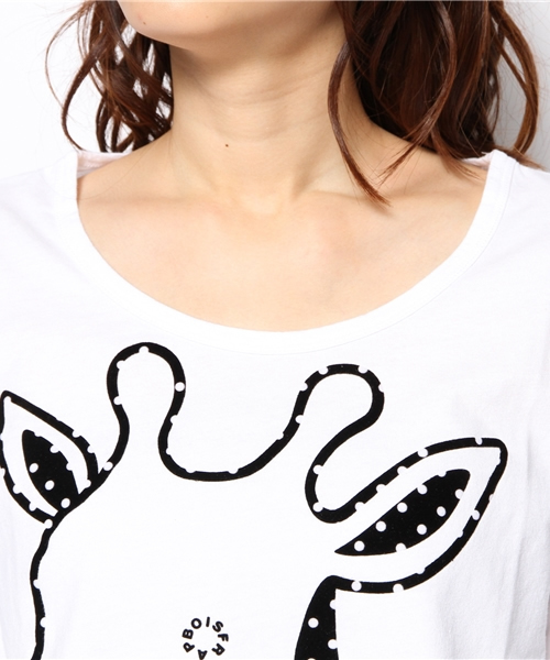 FRAPBOIS（フラボア）の「ジラフロッＴ（Tシャツ/カットソー・レディース・ホワイト/ブラック/グレー・1）」の8枚目の写真