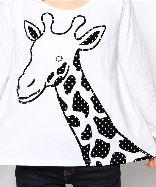 FRAPBOIS（フラボア）の「ジラフロッＴ（Tシャツ/カットソー・レディース・ホワイト/ブラック/グレー・1）」の11枚目の写真