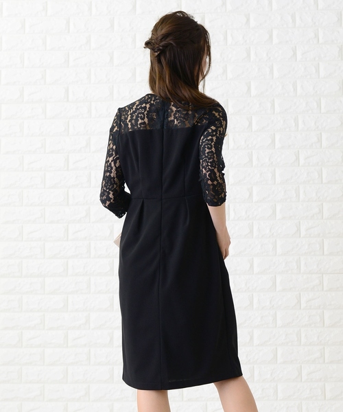 Lace Ladies（レースレディース）の「花柄レース膝丈ワンピース･ドレス（ドレス・レディース・ブラック/ネイビー・S/M/L/XL）」の5枚目の写真
