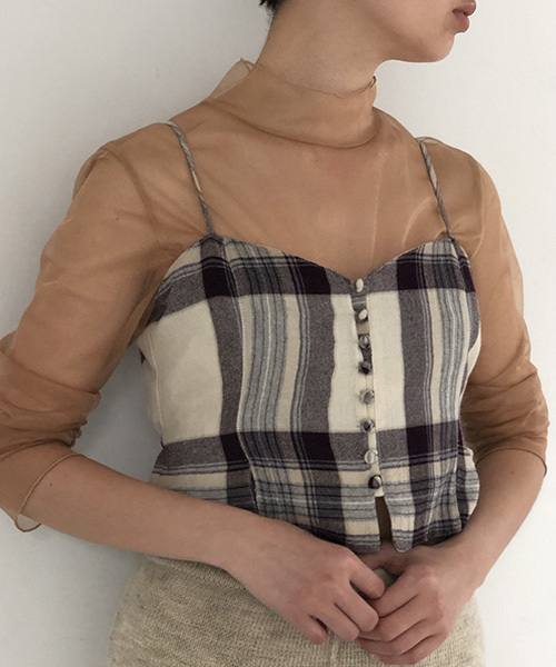 TODAYFUL - トゥデイフル  ソフトウールロングシャツ　チェック　ビスチェ　キャミ　セット TODAYFUL - トゥデイフル ソフトウールロングシャツ チェック