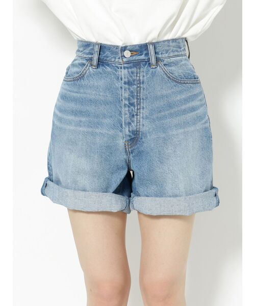 jouetie（ジュエティ）の「ハイウエストデニムショートパンツ（デニムパンツ・レディース・インディゴブルー/ライトブルー・SMALL/MEDIUM）」の4枚目の写真