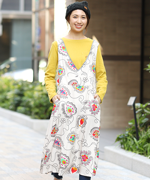 チチカカ（チチカカ）の「ガーランドプリントワンピース（ワンピース・レディース・ネイビー/アイボリー・FREE）」の11枚目の写真