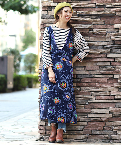 チチカカ（チチカカ）の「ガーランドプリントワンピース（ワンピース・レディース・ネイビー/アイボリー・FREE）」の10枚目の写真