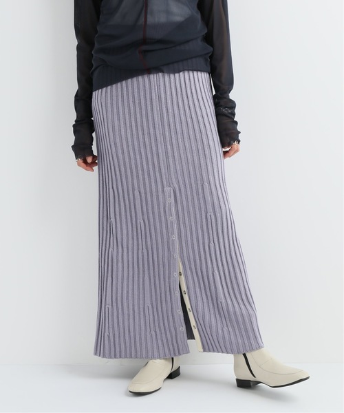 R JUBILEE（アールジュビリー）の「【R JUBILEE for CITYSHOP】Rib slit スカート（スカート・レディース・ベージュ/パープル・SMALL）」の2枚目の写真